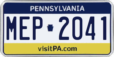 PA license plate MEP2041