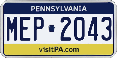 PA license plate MEP2043