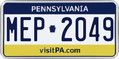 PA license plate MEP2049