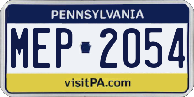 PA license plate MEP2054