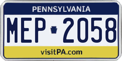 PA license plate MEP2058