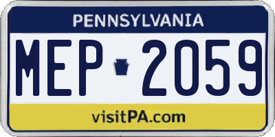 PA license plate MEP2059