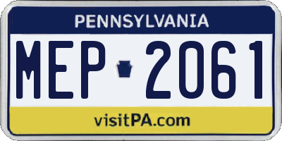 PA license plate MEP2061