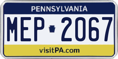PA license plate MEP2067