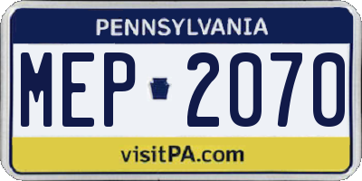 PA license plate MEP2070