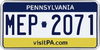 PA license plate MEP2071