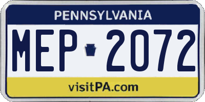 PA license plate MEP2072