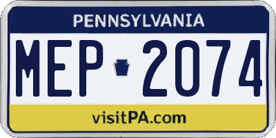 PA license plate MEP2074