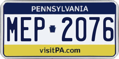 PA license plate MEP2076