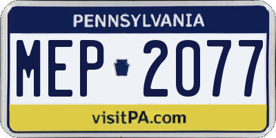 PA license plate MEP2077