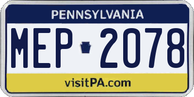 PA license plate MEP2078
