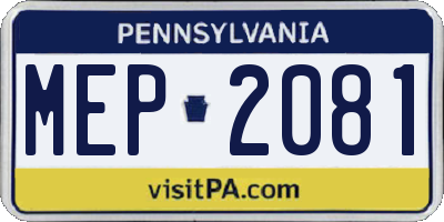 PA license plate MEP2081