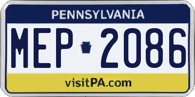 PA license plate MEP2086