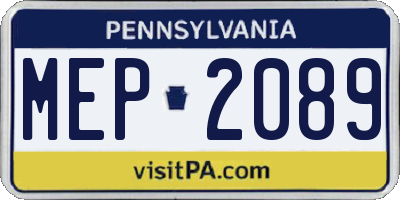 PA license plate MEP2089