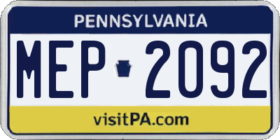 PA license plate MEP2092