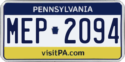 PA license plate MEP2094