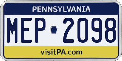 PA license plate MEP2098