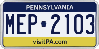 PA license plate MEP2103