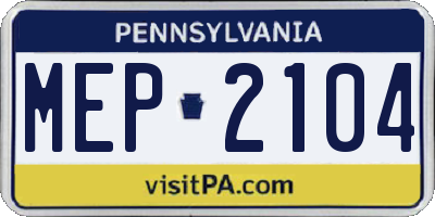 PA license plate MEP2104
