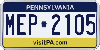PA license plate MEP2105