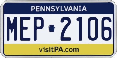 PA license plate MEP2106