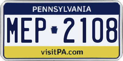 PA license plate MEP2108