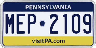 PA license plate MEP2109