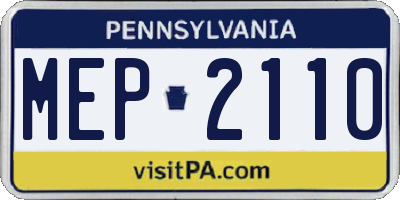 PA license plate MEP2110