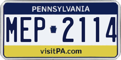 PA license plate MEP2114