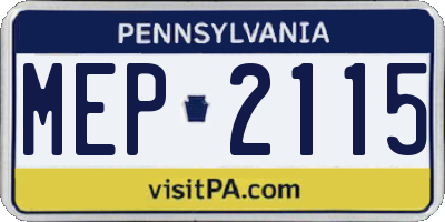 PA license plate MEP2115