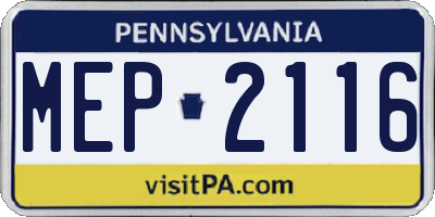 PA license plate MEP2116