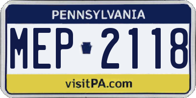 PA license plate MEP2118