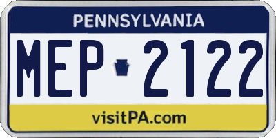 PA license plate MEP2122