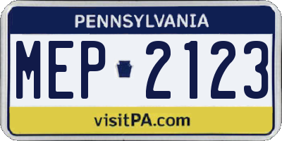 PA license plate MEP2123