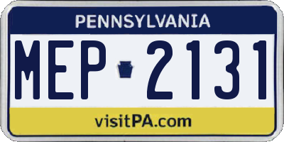 PA license plate MEP2131
