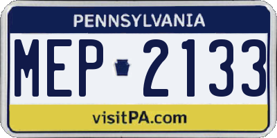 PA license plate MEP2133