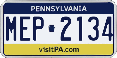 PA license plate MEP2134