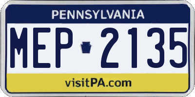 PA license plate MEP2135