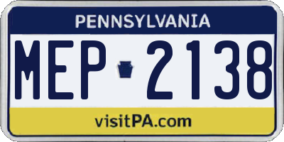 PA license plate MEP2138