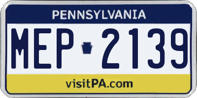 PA license plate MEP2139