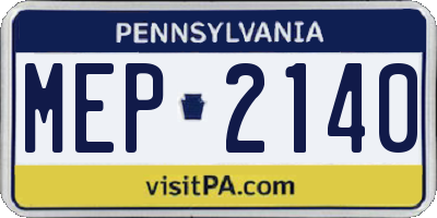 PA license plate MEP2140