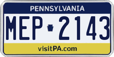PA license plate MEP2143