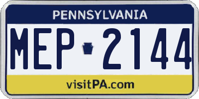 PA license plate MEP2144