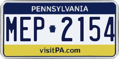 PA license plate MEP2154