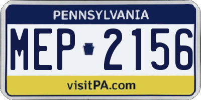 PA license plate MEP2156