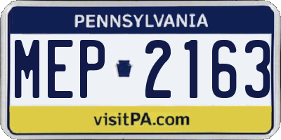 PA license plate MEP2163