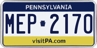 PA license plate MEP2170