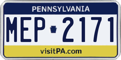 PA license plate MEP2171