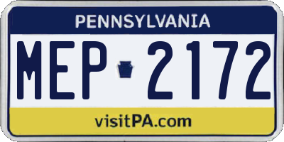 PA license plate MEP2172