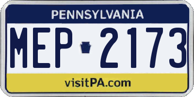 PA license plate MEP2173